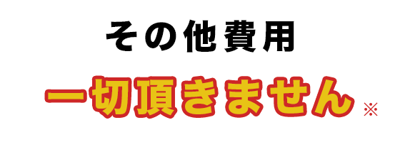 その他費用 一切頂きません